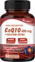CoQ10 400mgのカプセル、補酵素Q10の吸着剤の補足 中心サポート及び細胞エネルギー生産の補足、酪農場無し- 60のカプセル(30のサーブ)