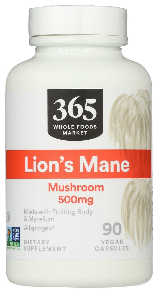 365 by 全食品市場, ライオンズマネ茸500mcg, ビーガン, 90 カウント