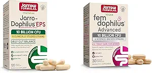 JarrowフォーミュラプロバイオティクスはJaro-Dophilus EPS 10 Billion CFU 120キャップとFema-Dophilusアドバンスト10 Billion CFU 30キャップとバンドル