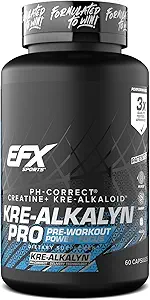 EFX Sports Kre-Alkalyn Pro | pH 補正クレアチン モノハイド ピル サプリメント | 筋肉建物 プレワークアウト 男女別 | 30 食, 60 カプセル