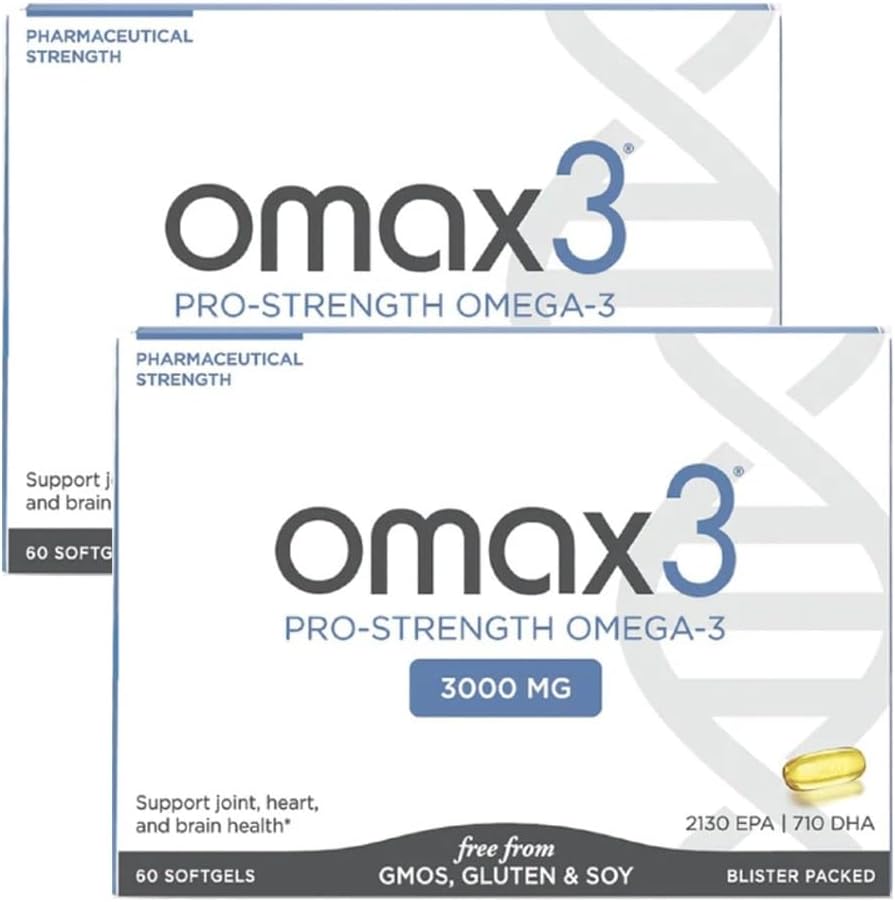 Omax3 Pro-Strength Ultra-Pure Omega-3 Fish Oil - 1000mg - 最大プロフェッショナルジョイント&マッスルサポート - EPA DHA - NSF認定 - 60 / 1Softgelブリストア(パッケージ2)