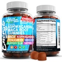 Ashwagandha Maca Root Gummies with Fenugreek Hibiscus slippery Elm Saffron Extract & Beta Carotene | ピーチ フレーバー ヴィーガン ビタミン アダプトゲン コルチゾール サプリメント エネルグロ クリーン ヌートラ