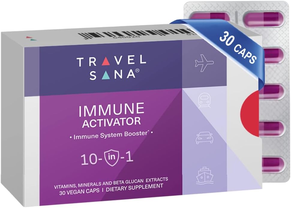 免疫活性化剤 | 10in-1免疫ブースター | ベータグルカン、ビタミンC、A、D3、B6、B9、B12、亜鉛、セレン、マンガンとの免疫サポートサプリメント | 30ビーガンカプセル