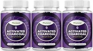 Activated Charcoal Pills Detox & Cleanse - Purifying Coconut Capsules with 1200 mg Per Serving for Bloating Relief - Active Detoxification Supplement for Body & Gut Health - 90 Count - 3 Pack