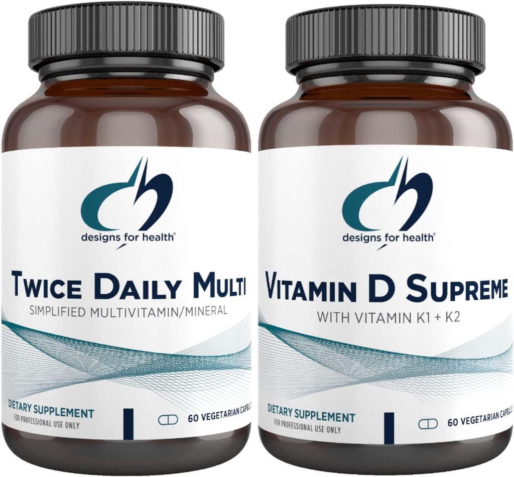 ビタミンDの最高(60のカプセル)が付いている健康のMultivitamin +ビタミンD/Kの補足の束- Twice毎日多(60のカプセル)のための設計5000 IUのビタミンD3