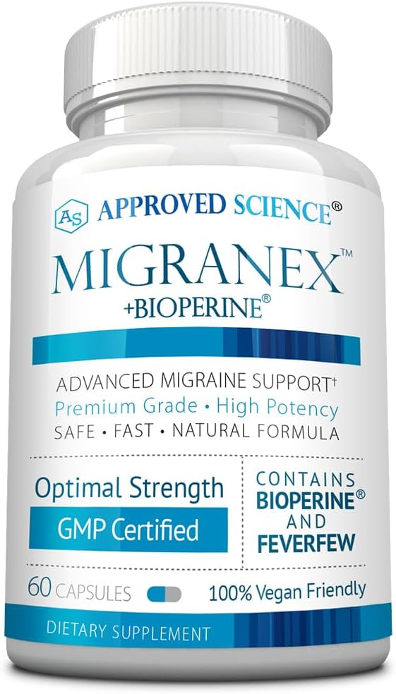 承認された科学 Migranex - Migraine & Headache - マグネシウム、Feverfew- 60 カプセル - パック 1 - ビーガン