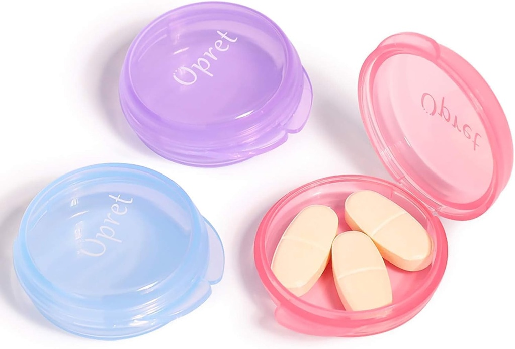 Opretの小さい丸薬箱(3 PC)、ポケットのためのかわいい丸薬の箱の携帯用Pills箱の薬の貯蔵の容器の耳栓の箱(Rose&Blue&Purple)