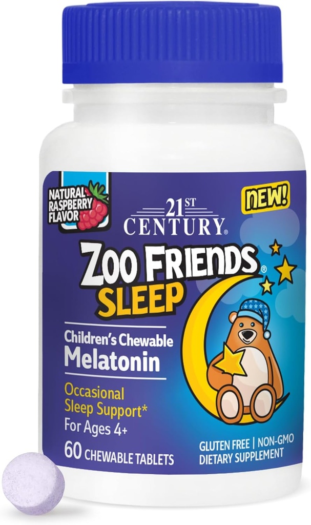 21世紀動物園の友人の睡眠のChewable Melatonin、ラズベリーの味、60の計算