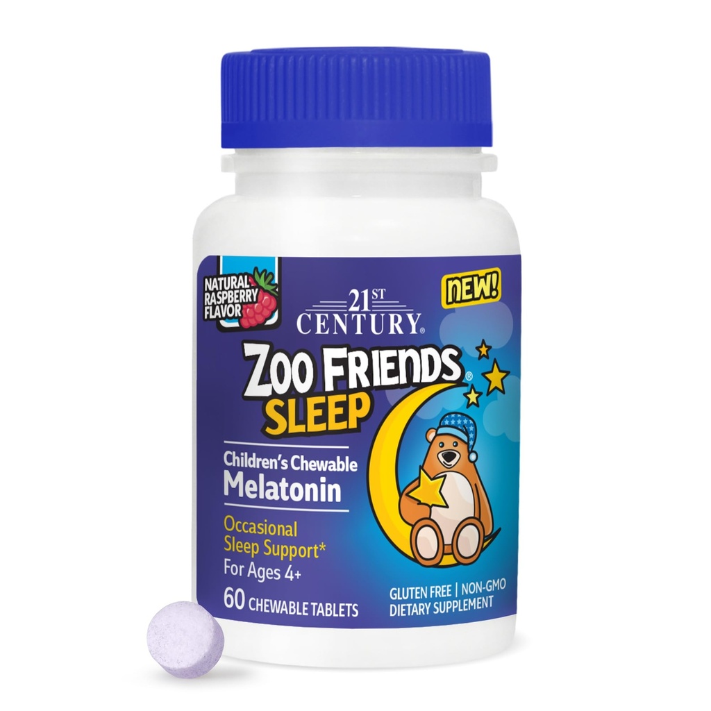 21世紀動物園の友人の睡眠のChewable Melatonin、ラズベリーの味、60の計算