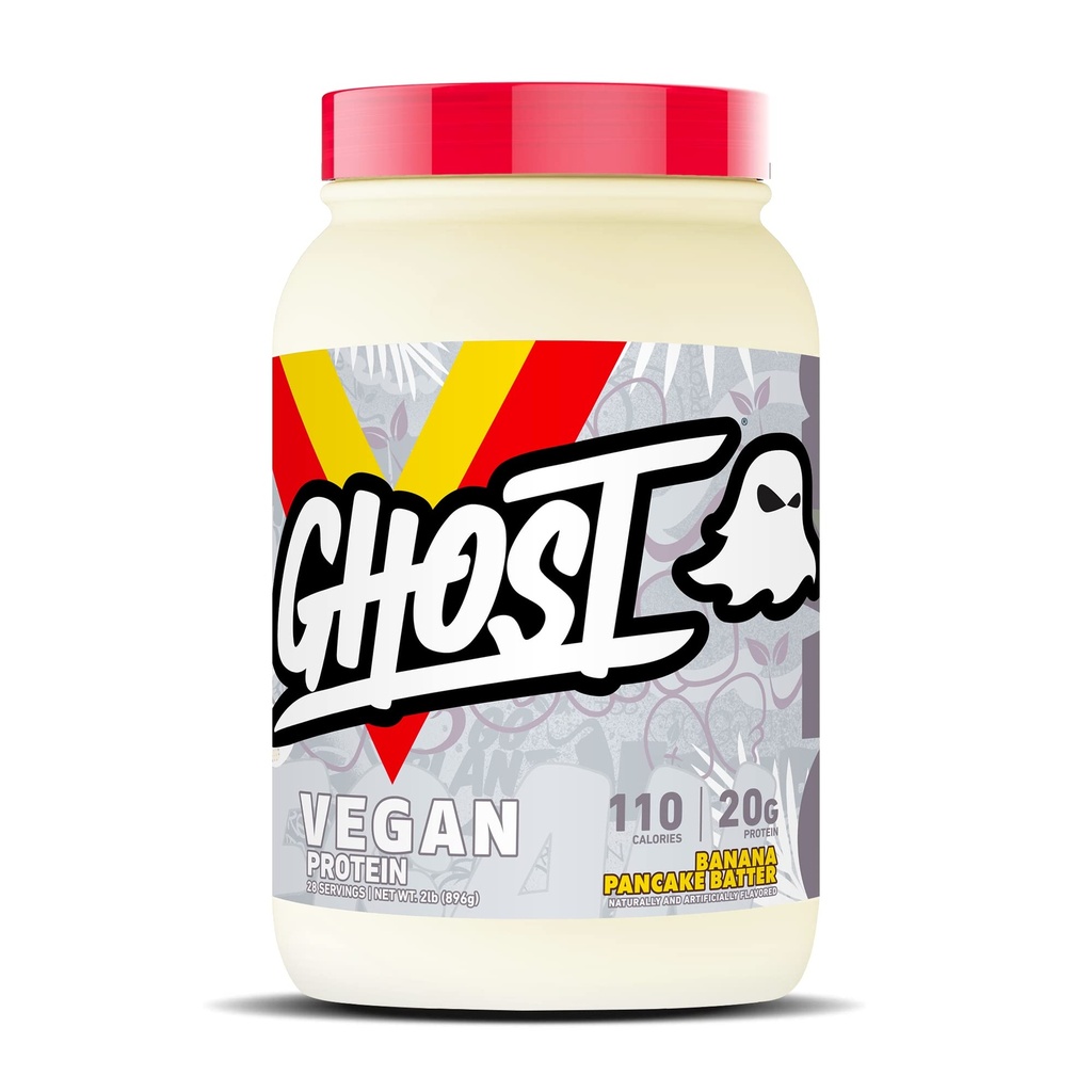 GHOSTビーガンプロテインパウダー, バナナパンケーキバター - 2lb, タンパク質の20g - 植物ベースのエンドウ豆 & 有機カボチャタンパク質 - ポストワークアウト&栄養シェイクスムージー, & ベーキング - 大豆&グルテンフリー