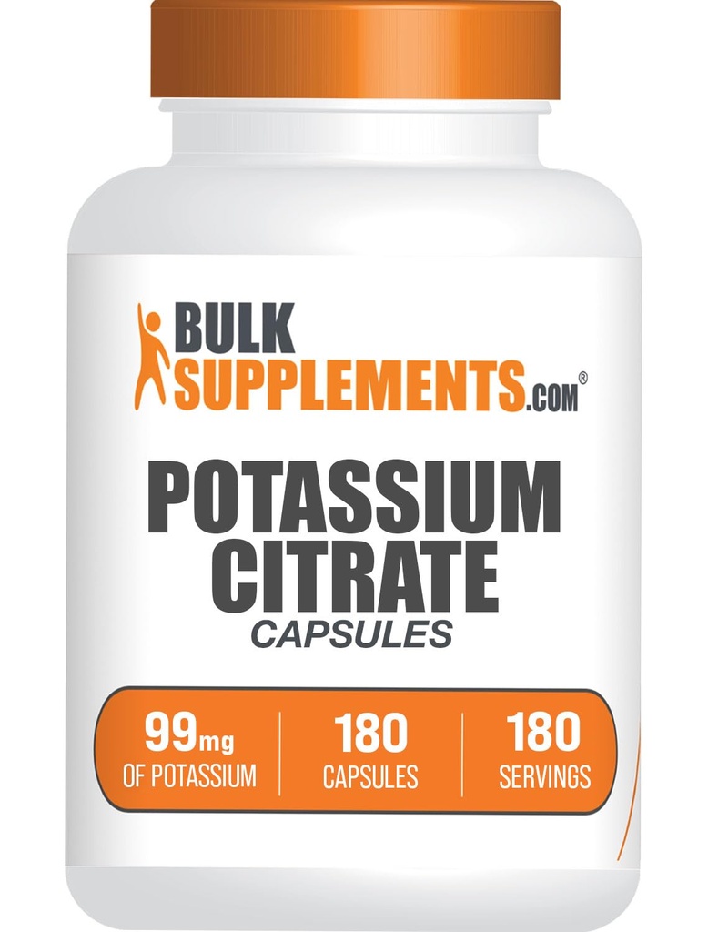 BulkSupplements.comカリウムシレートカプセル - カリウムサプリメント、カリウムシレート99mg - カリウムシレートサプリメント、カリウムシレートサプリメント - サービングあたり1カプセル、180カプセル(1パック)