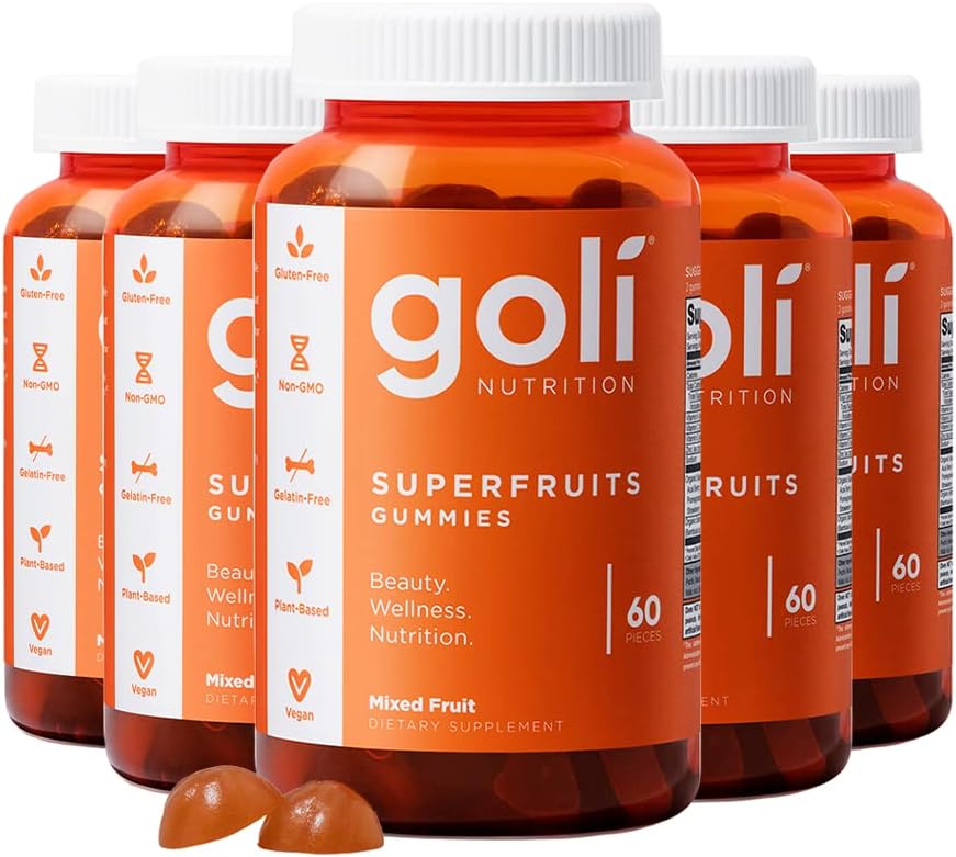 Goli Nutritional Supplement、SuperFruits Beauty Gummy Vitamin - 300カウント - コラーゲンプロモーション成分 - 混合フルーツ、ビーガン、植物ベースの、非GMO、グルテンフリー&ゼラチン無料