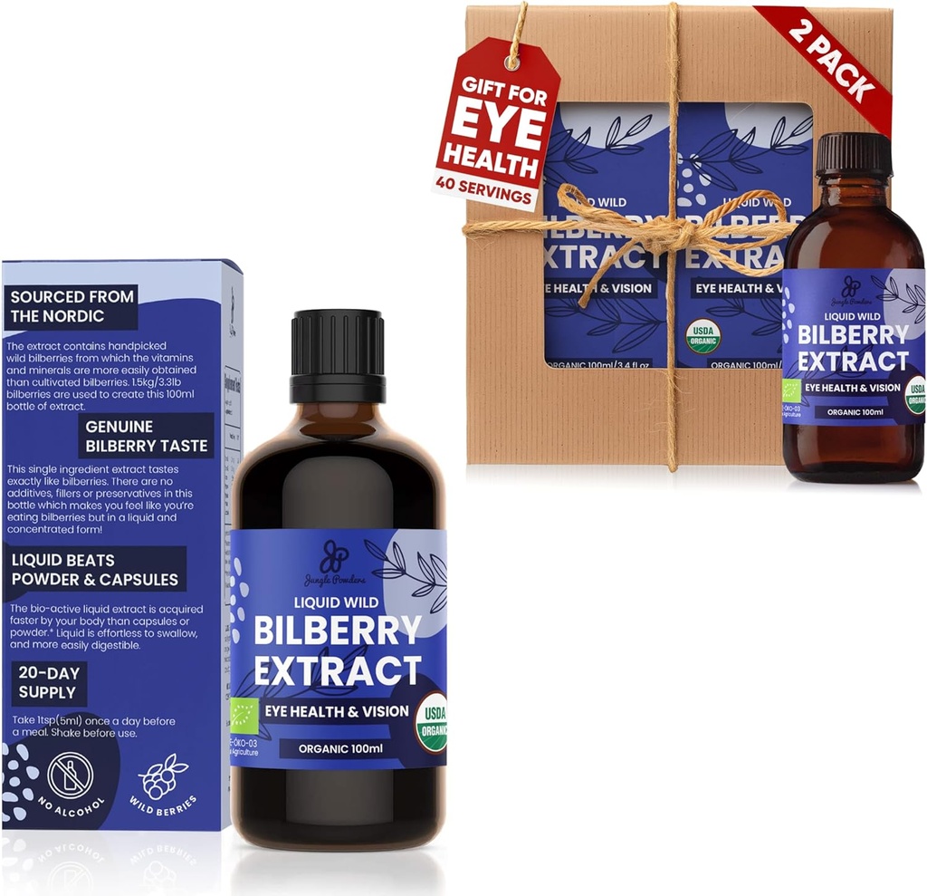 ジャングルパウダーワイルドビルベリーエキス3x3.4oz びんの液体のBilberry Anthocyaninアルコールの目の高い生物学的利用性の液体のエキスのためのヨーロッパ人Blueberryの補足