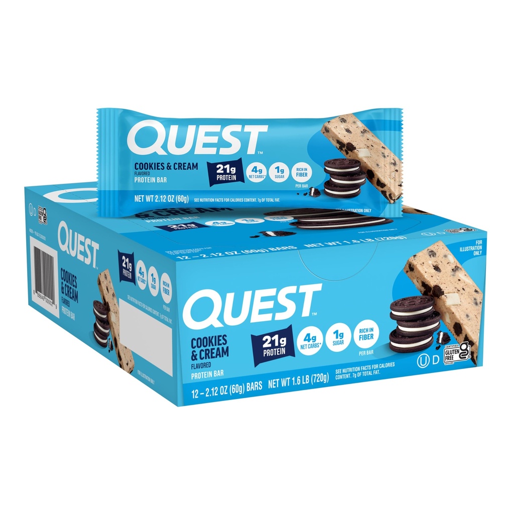 Questの栄養物のクッキー及びクリームの蛋白質棒、21g蛋白質、1g砂糖、4g純炭水化物、グルテンフリー、Ketoの友好的、12の計算