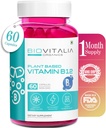 BIOVITALIAビタミンB12カプセルメチルコバラミンサプリメント1000mg植物ベースのカプセル - ウォームグラススピルリナビートルートで強化されたサポートNerve機能&代謝 - 60ビーガンキャップ
