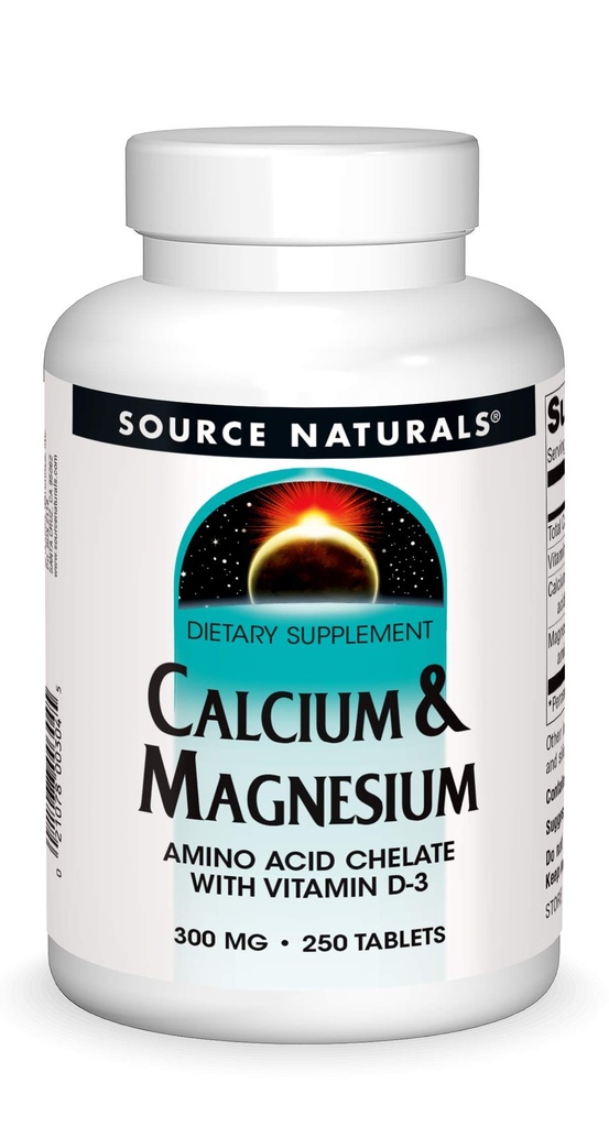 源のNaturalsカルシウム及びマグネシウム、ビタミンD-3、300 MG - 250のタブレットが付いているアミノ酸の複合体