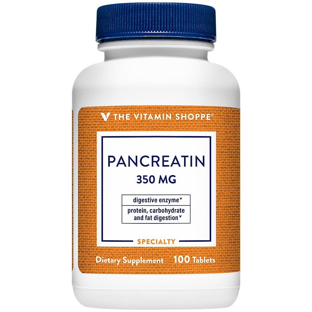 ビタミンShoppeパンクレアチン500MG、天然消化酵素サプリメント、脂肪、タンパク質、炭水化物(100錠)の消化をサポート