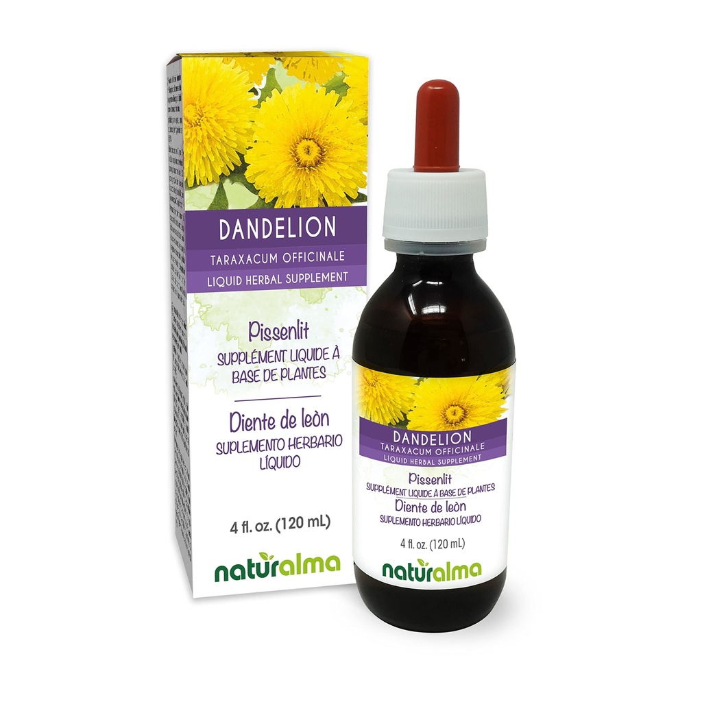 ナチュラルマ・タンポ(Taraxacum officinale) ルートとハーブ アルコールフリーのチンキ - 4 fl oz 液体エキス ドロップ - ハーブサプリメント - ビーガン
