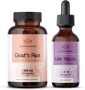 HERBAMAMA Goat's Rue and Milk Thistle Kit - Bundle of 1200 mg Goat's Rue Capsules & Milk Thistle Liver Detox Drops 2 fl oz - Vegan, Non-GMO, Sugar & Alcohol-Free - 2 Pack