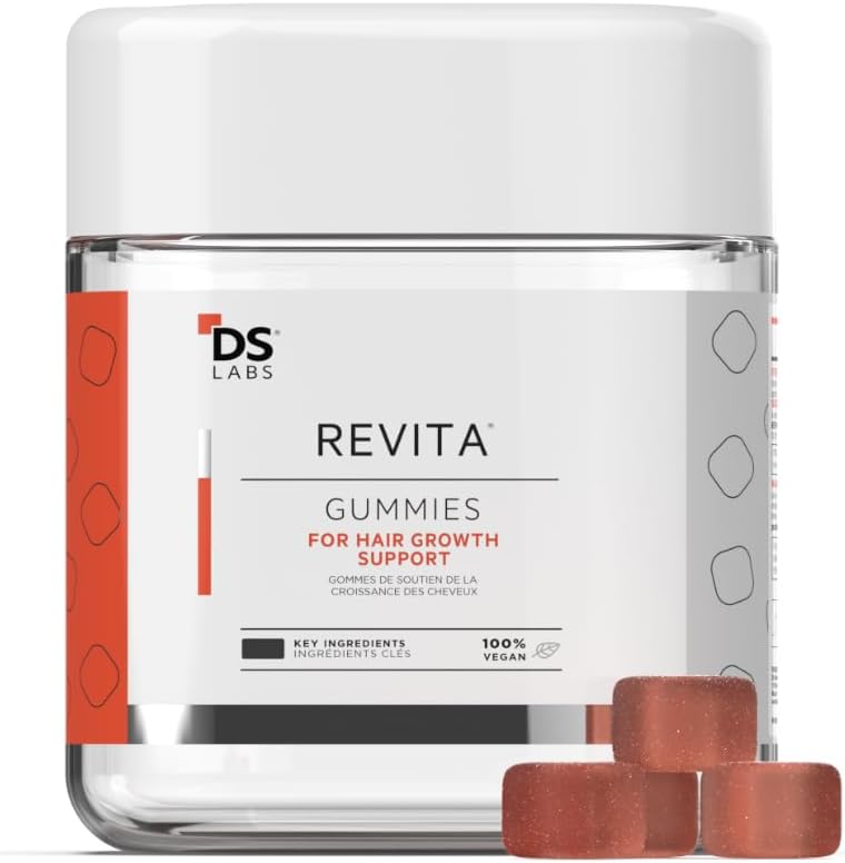 DS Labs Revita の毛のビタミンのグミ - より厚く、完全な見る毛、Biotin、亜鉛、ビタミン D、鉄、マグネシウム及びメラトニン、ビーガン、グルテンフリー、ゼラチンなし、60 のグミ