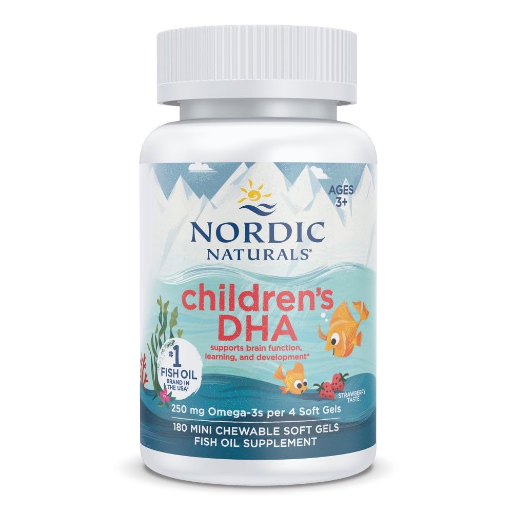 ノルディックナチュラルズ子供用DHA、いちご - 180 子供のためのミニChewableソフトジェル - 250 mg Omega-3とEPA&DHA - 脳開発と機能 - Non-GMO - 45 サービング