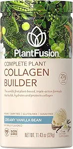 PlantFusionビーガンコラーゲンパウダー - 植物ベースのコラーゲンタンパク質パウダー筋肉と関節、髪、皮膚&爪 - Keto、グルテンフリー、大豆フリー、非酪農場、砂糖、非GMO - バニラ11.43オンス