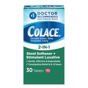 Colace 2-In-1の腰の軟化剤及び興奮剤の乳剤のタブレット、6-12時間の穏やかな便秘の救助、30の計算