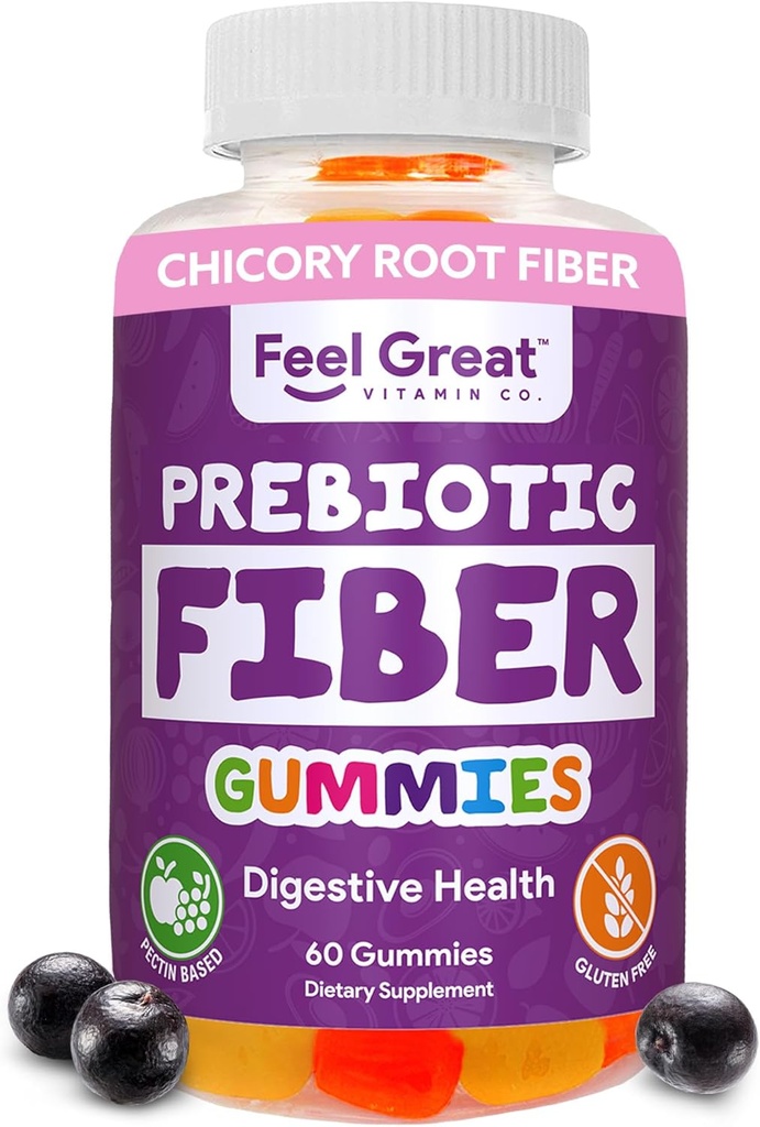 偉大なビタミンCo(60グミ)を感じてプレバイオティクス繊維のグミ   助けは消化器の健康、自然なガットのFloraを元通りにし、全体的な健康及び免除を支えます*   ベジタリアン及びビーガン友好的な咀嚼を改良します