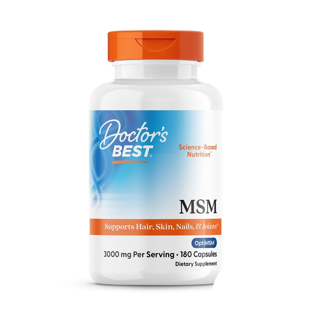 医師 ベスト MSM, 髪をサポート, 皮膚, 爪, & 関節, 非GMO, グルテンフリーのグルテン, サービングあたり3000 mg, 180 カプセル