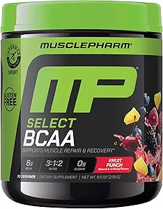 MusclePharm は BCAA の粉、前及びポストのワークアウトの回復飲み物、サポート筋肉回復及びエネルギー、必須のアミノ酸、30 のサーブ、フルーツ パンチを欠きます