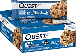 Questの栄養のオートミールのチョコレート チップ蛋白質棒、20g蛋白質、1g砂糖、5g純炭水化物、グルテンフリー、Ketoの友好的、12の計算