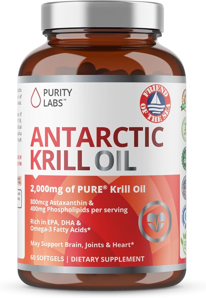 純度の実験室のAsustaxanthin 800mcgのAntarctic Krillオイル2000mg Omega 3、脂肪酸、DHA、EPA及びPhospholipids - 60のSoftgelsの豊富なサポートのためのAsustaxanthin 800mcgの補足とのOmega-3