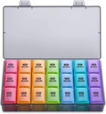 Sukuos週刊ピルオーガナイザー3回1日、大7日ピルボックスケース、週刊医薬品オーガナイザーボックスケース、ビタミン用ポータブルトラベルコンテナ魚油サプリメント
