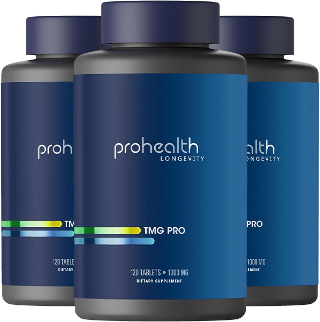 ProHealth Longevity | TMG Supplements (Trimethylglycine), Betaine Anhydrous - 1,000 mg, 120 Tablets - Methylation Support (3 Pack)