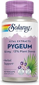 SOLARAY Pygeum Bark Extract 50mg - 前立腺の健康サポートのためのPygeumサプリメント - Beta Sitosterol、非GMO、ビーガン、60日保証、60 Serv、60 VegCapsのような6.5mg植物ステロール含有するように保証