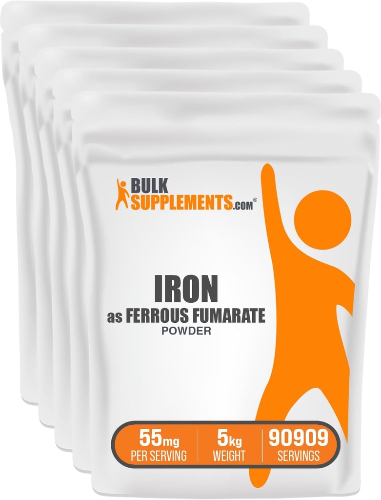 BulkSupplements.com の鉄の最終的な粉-人および女性のための必須の鉱物、鉄の補足-グルテンフリー、サービングごとの55mg、1kg (2.2のlbs)の5のパック