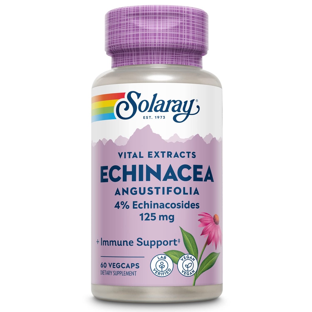 SOLARAY Echinacea Angustifolia Root Extract 125 mg | 健康的な免疫&呼吸機能サポート | 60 VegCaps