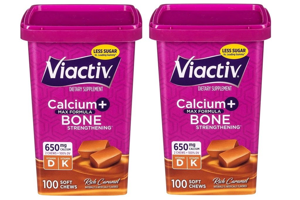 骨の健康、豊富なキャラメル、100 の柔らかい咀嚼のための Viactiv の最高の方式のカルシウム +Vitamin D3 の補足 - 2 のパック