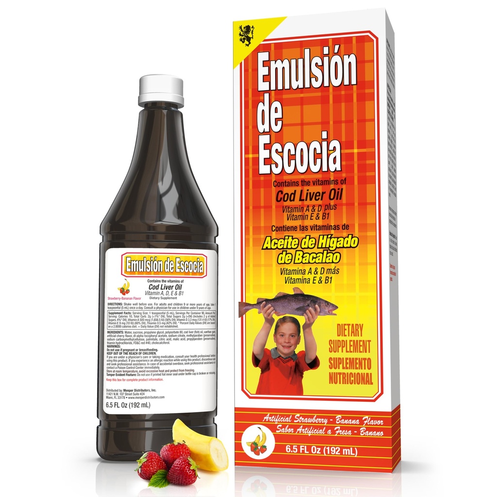 EMULSION DE ESCOCIA Strawberry/Banana 6.5 Oz. Cod 肝油
