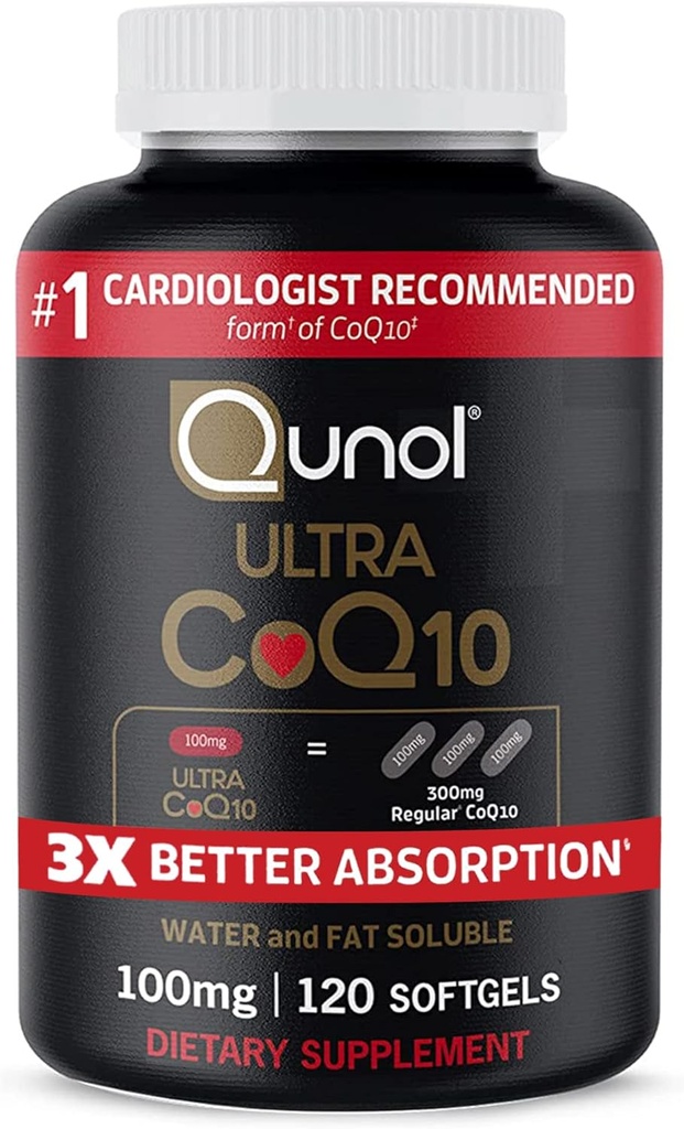 Qunol CoQ10 100mg Softgels、Qunol Ultra CoQ10 100mg、3xよりよい吸収、中心の健康及びエネルギーの生産、Coenzyme Q10のビタミンおよび補足、120の計算(24のパック)のための酸化防止