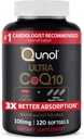 Qunol CoQ10 100mg Softgels、Qunol Ultra CoQ10 100mg、3xよりよい吸収、中心の健康及びエネルギーの生産、Coenzyme Q10のビタミンおよび補足、120の計算(24のパック)のための酸化防止