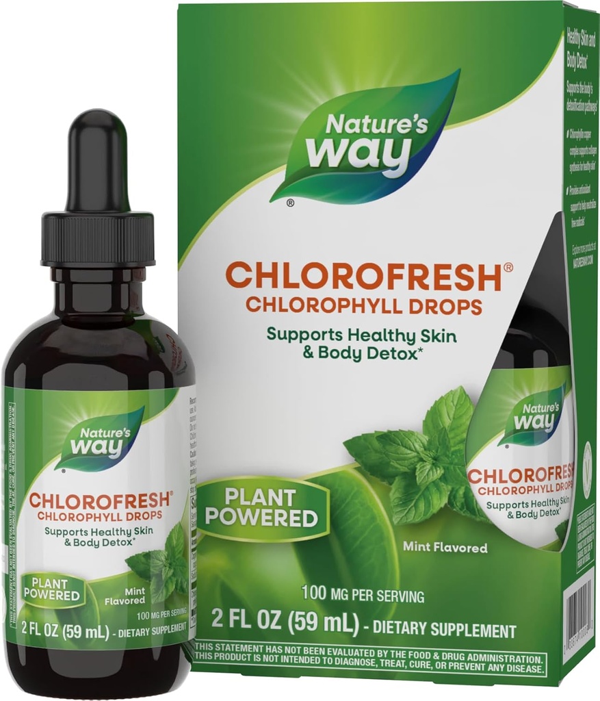 Nature's Way Chlorofresh、液体クロロフィル濃度低下、内部消臭剤*、サポート解毒経路*、ミント風味、2 Fl。 Oz。