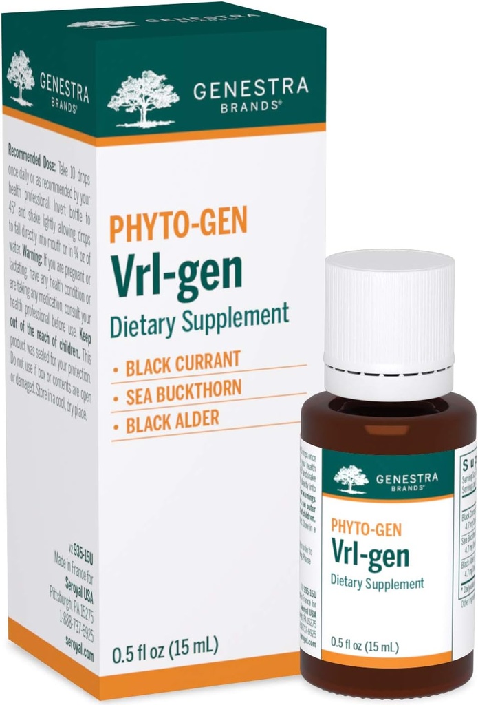 Genestra Brands Vrl-gen | Black Currant, Sea Buckthorn, and Black Alder Herbal Supplement | 0.5 fl. oz.