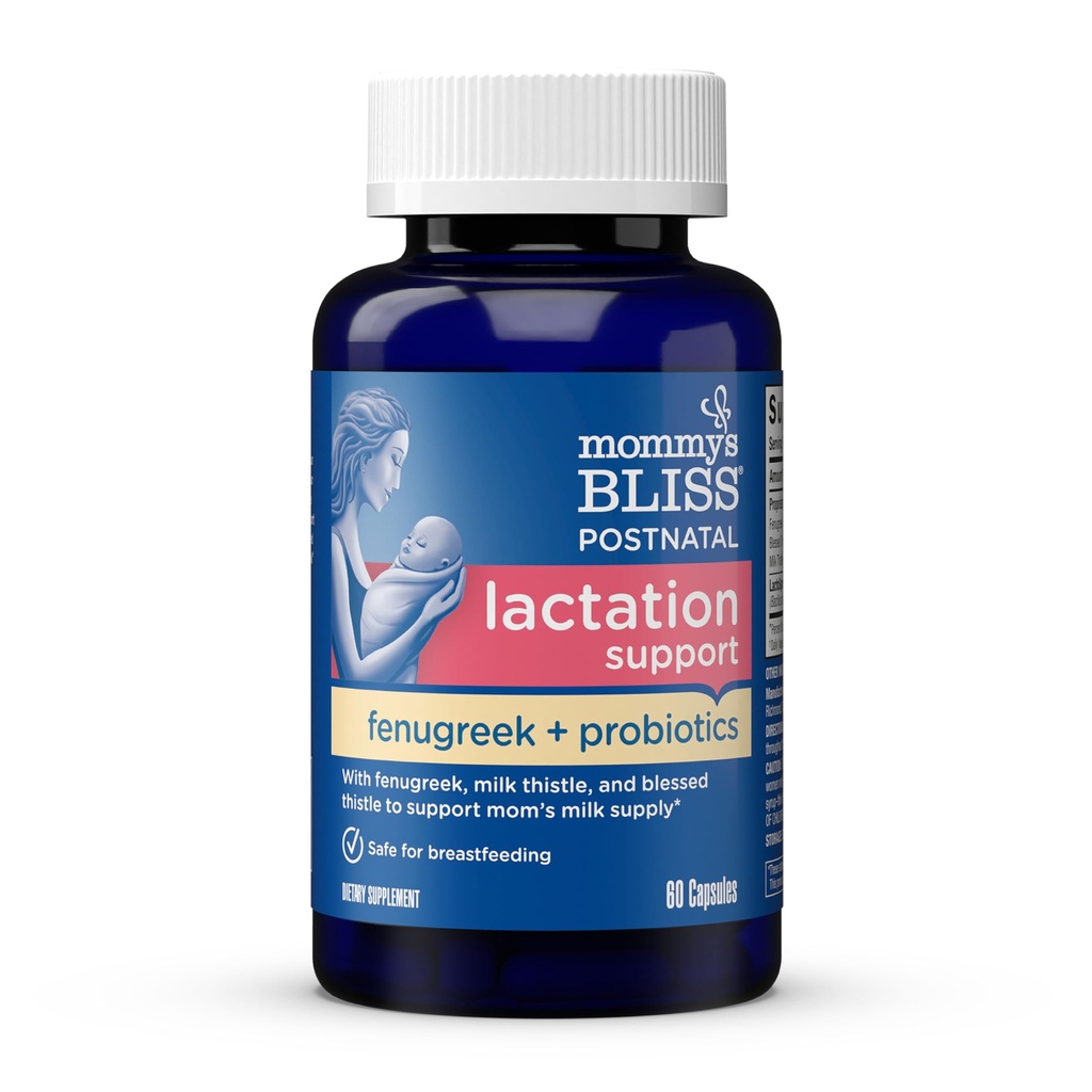 Mommy's Bliss Postnatal Lactation Support Supplement with Probiotics:サポート Breastfeeding Milk Supply with Fenugreek、Blessed & Milk Thistle、Postpartum Immune Health while Nursing (60 人のサービング)