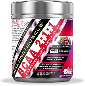 驚くべき筋肉 BCAA 2:1:1 分岐させたチェーン アミノの酸の補足 | サービングごとの 6000 Mg | 60 のサービング | 野生の果実味
