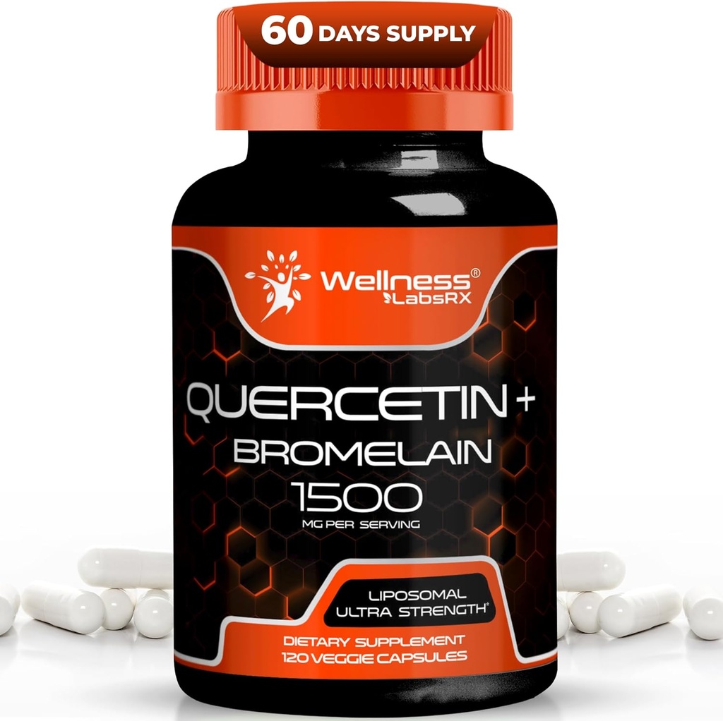 Bromelainの補足とのケルセチン - 1500mg - 男性および女性のための免疫サポートそして中心の健康のカプセル、ケルセチンの補足はサポート接合箇所及び健康な呼吸器システムを助けます- 120の計算