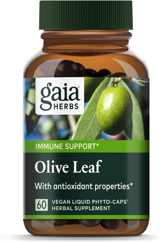 Gaia Herbs Olive Leaf - Traditional Immune Health Support - Immune System Supplement with Olive Leaf Extract & Oleuropein* - 60 Vegan Liquid Phyto-Caps (30-Day Supply)