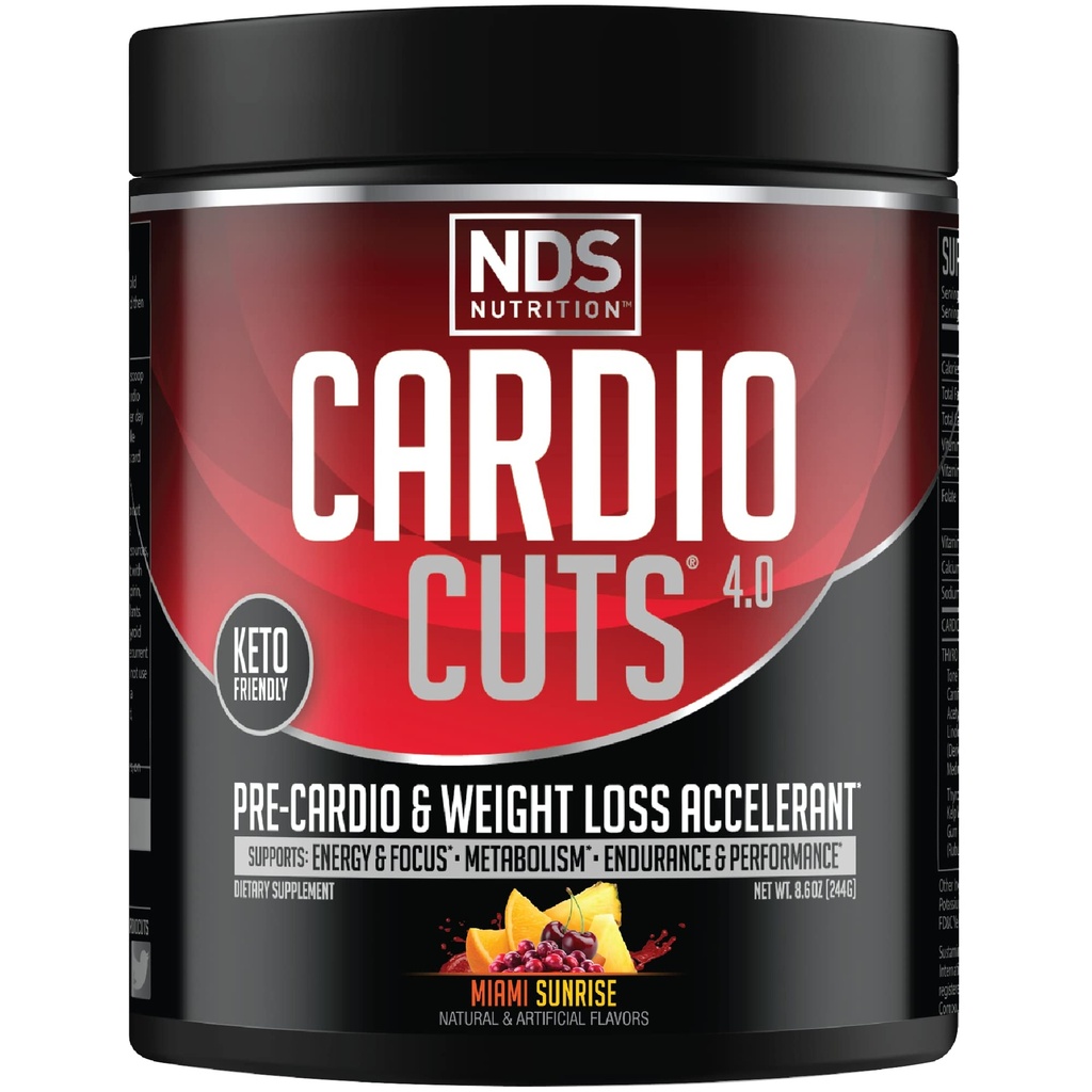 NDS Nutrition 4.0 Pre Workout Supplement - L-Carnitine、CLA、MCTs、L-Glutamine、およびSafflower Oil - Miami Sunrise(40サービング)の高度な減量とプリカーディオ式