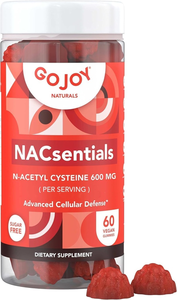 GOJOY 7-in-1砂糖フリーNACグミ - NACsentials 600mg N-アセチルシステインビタミンC、ALA、ケルセチン&アスタキサンチン - 抗酸化&肝臓デトックスサポート - ビーガン&ケトフレンドリー - 60グミ