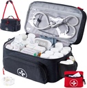 BAGSFY Travel Medicine Bag Organizer with Mini Medication Bag, Double Layers First Aid Kit Empty, Lockable Pill Bottle Organizer for Home, Large Medication Storage, Travel Emergency Carrying Case.